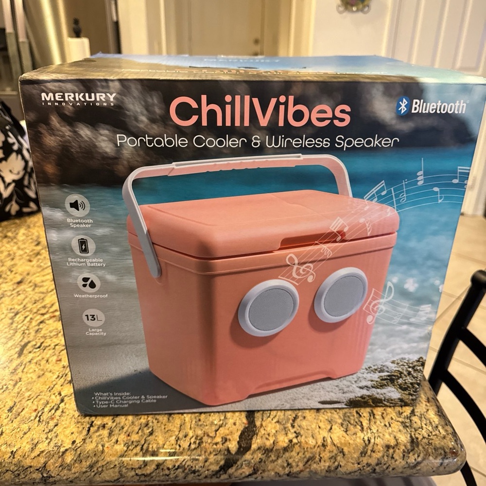 ChillVibes Pink Portable Cooler & Wireless Speaker